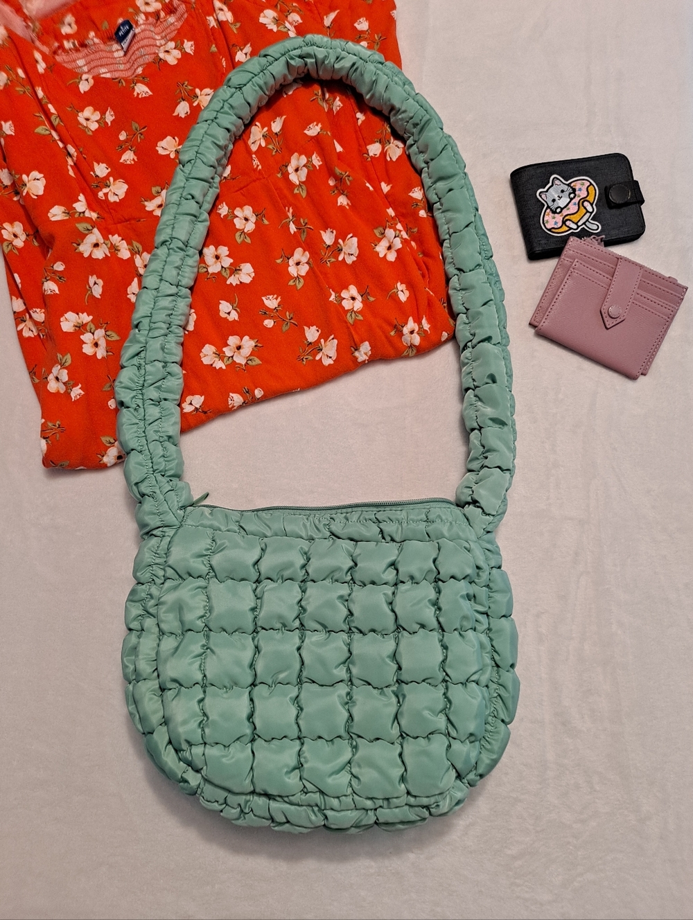Wild Fable Mint Green Puffy Quilted Crossbody Shoulder Bag